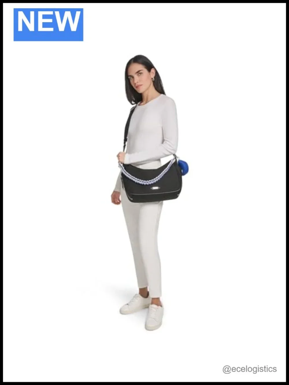 Nylon Organizational Hobo Shoulder Bag with Adjustable Crossbody Strap
